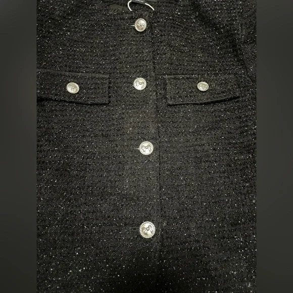 Urban Revivo Women’s Tweed Business Casual Jacket Medium Bow Buttons - Picture 2 of 12